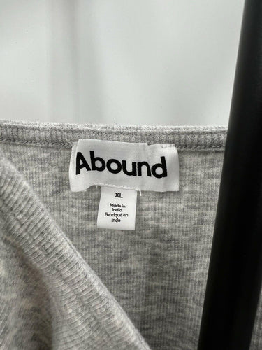 Abound Heather Gray Ribbed Tie Front Ruched Crop Tank Top - XL