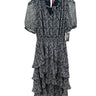 Vince Camuto Blue White Crossover Flutter Sleeve Tiered Dress Neutral Size XS Vince Camuto
