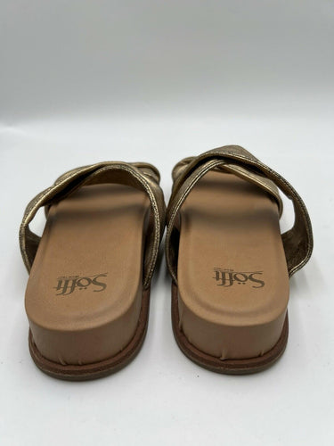 Sofft Gold Metallic Twist Slide Sandals Size 9
