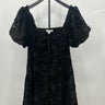 Beyond The Radar Dress Womens Black Velvet Burnout Puff Sleeve Smocked Mini L Beyond The Radar