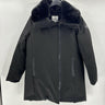 NWT Sam Edelman Women’s Asymmetrical Stretch Faux Fur Parka, Black Size M Sam Edelman