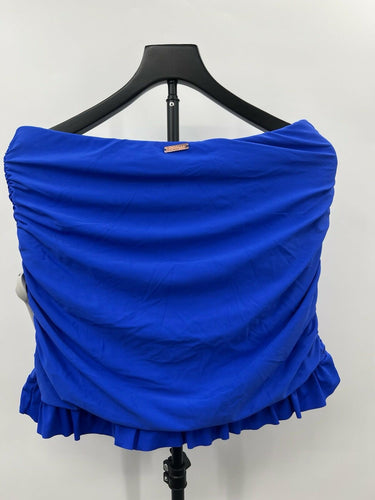Raisins Curve Tankini Top Womens Royal Blue Ruched Ruffle Flounce Swim 16W