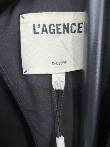 L'Agence Blazer Black Tuxedo Satin Peak Lapel Single Button Suit 6 Single