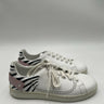 Valentino White Perforated Leather Lace Up Low Top Backnet Sneakers Size 36.5 Valentino