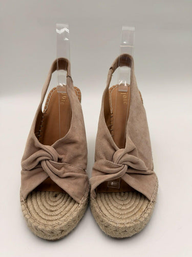 Joie Blush Pink Suede Knot Espadrille Wedge Slingback Jute Wedge Heels 8