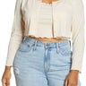 BP. Cropped Rib Cardigan & Camisole Set, Tan Boulder Size 2X BP.