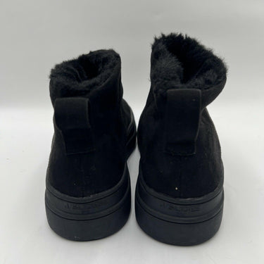 J/Slides Black Fabric Faux Fur Lined Pull On Ankle Boots Women’s Size 8.5