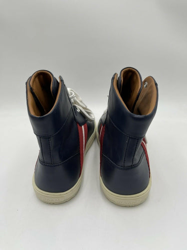 Men’s Bally Oldani Leather High-Top Sneakers Navy Blue Size 10.5D