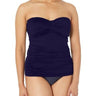 Anne Cole Women's Solid Twist Front Shirred Bandeau Tankini Swim Top, Navy, XL Anne Cole