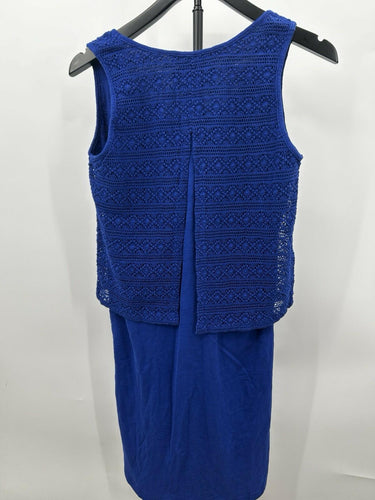Mod-o-doc Woman’s blue crochet popover dress Layered Sleeveless Size XS