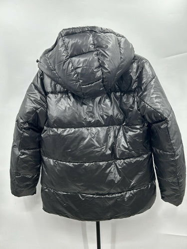 Two by Vince Camuto Woman’s black hooded puffer jacket Shiny Size M Vince Camuto