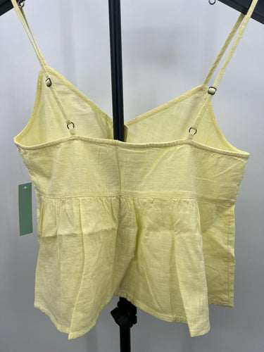 Abound Tank Top Babydoll Cami Button Front Butter Yellow Linen Blend NWT - XS Abound