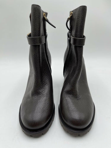 Tory Burch T-Lock Heeled Leather Ankle Boots Size 6.5M