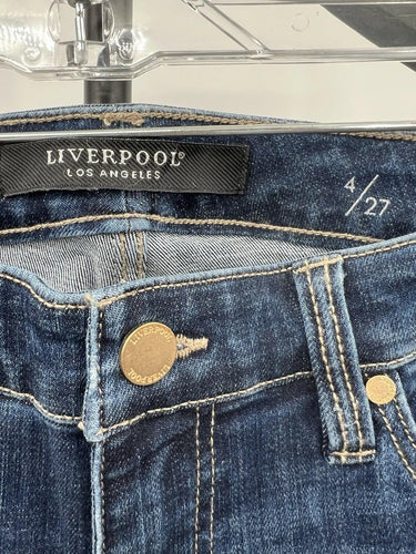 Liverpool Los Angeles Distressed Patched Cropped Raw Hem Jeans NWT Womens 4/27 Liverpool Jeans