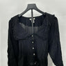 Wild Moss Black Blouse Frilled Trim Womans Top Size S Wild Moss