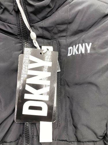 DKNY Girls Jacket Full Zip Long sleeve Sherpa Lined Hoodie Color Black Size 7 DKNY