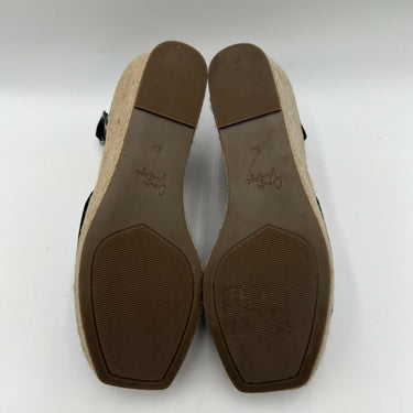 Crown Vintage Jaussie Espadrille Wedge Sandal Black Suede size 8M Crown
