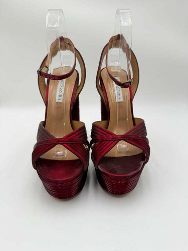 Women’s AQUAZZURA Sundance 140 metallic leather platform sandals Red Size 39.5