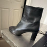YSL Yves Saint Laurent Lou 70 Black Leather Pin Block Heel Ankle Bootie Boot 39 Saint Laurent