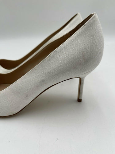 Women’s Manolo Blahnik BB 90 linen pumps in white Size 37.5 Manolo Blahnik