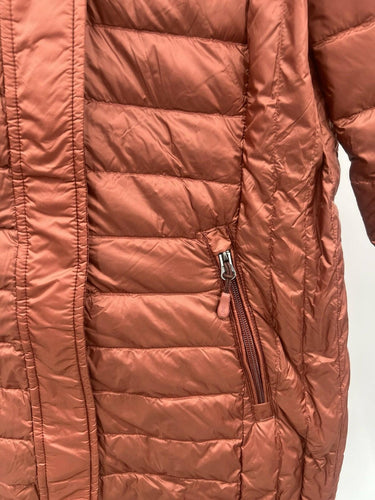 32 Heat Degrees Packable Down Hooded Full Zip Puffer Jacket, Orange Size S 32 Degrees