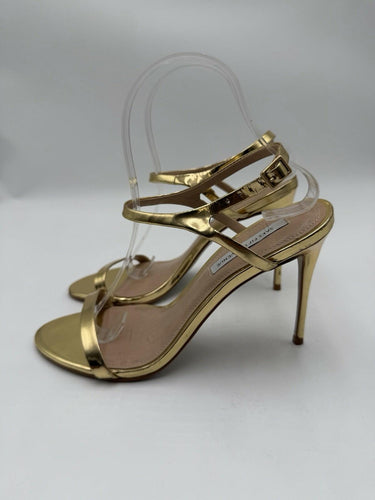 Women’s Saks Fifth Avenue gold stiletto strappy sandals Heels Size 8.5M