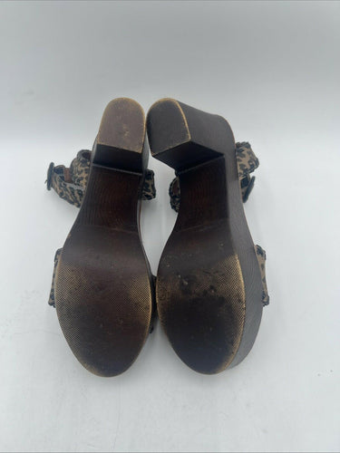 Madeline Girl Bruh Animal Print Block Heel Shoes Buckle Open Toe Size 8.5