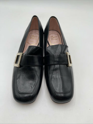Women’s Roger Vivier Mini Leather Loafers Black Size 36.5
