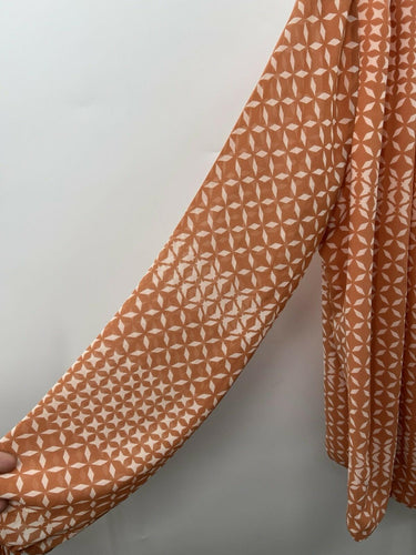 L'Academie Top Womens Blouse Deep V Draped Tie Sleeve Geometric Terracotta S L’academie