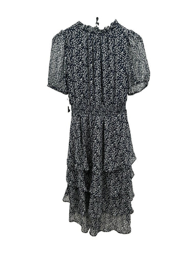 Vince Camuto Blue White Crossover Flutter Sleeve Tiered Dress Neutral Size XS Vince Camuto