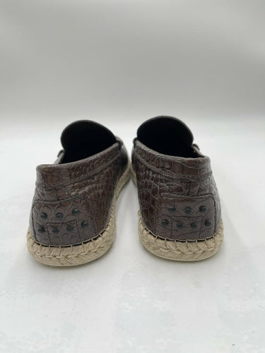 Men’s Tod'sbrowb  crocodile-embossed leather espadrille loafers Size 7.5 UK