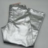 AQUA Silver Metallic Faux Leather Pants Womens Straight Leg High Shine NWT 28 Aqua