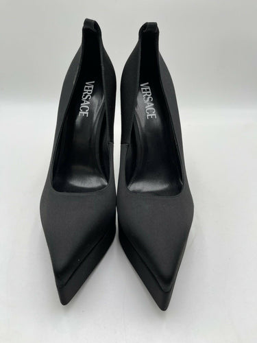 Versace Lycia satin platform pumps in BlackAnkle Straps Size 39.5 Versace