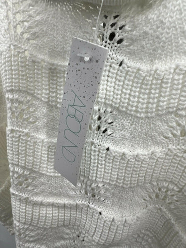 Abound Tank Top Ivory Pointelle Knit Sweater Cropped Cami Scallop L Pointelle