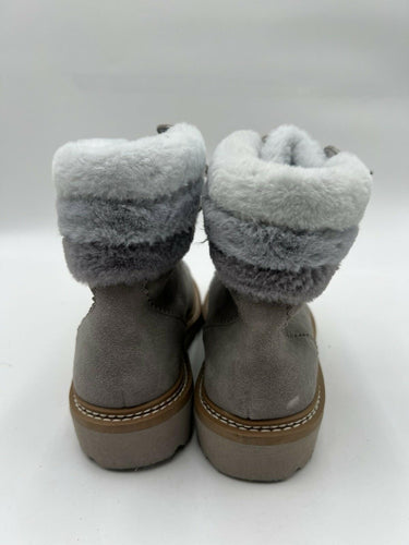 Splendid Evita Gray Suede Faux Fur Cuff Hiker Boots Womens Size 6.5
