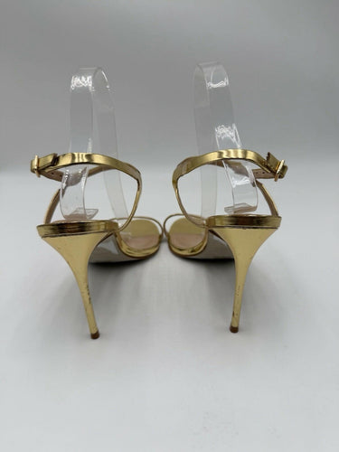 Women’s Saks Fifth Avenue gold stiletto strappy sandals Heels Size 8.5M
