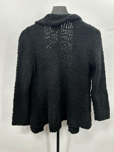 Bobeau petite cardigan textured, fleece-like popcorn boucle knit black Size SP