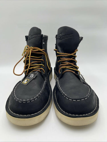 Men’s Danner Bull Run Moc Toe 6" Black Leather Steel Toe Work Boot Size 13M