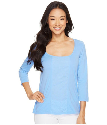 Mod-o-doc 3/4 Sleeve Tee Embroidered Contrast Peri Women's T Shirt Size S