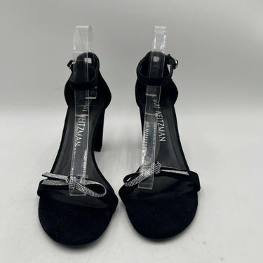Women’s Stuart Weitzman black suede ankle-strap block-heel sandals Size 10B Stuart Weitzman