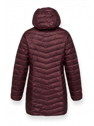 32 Heat Degrees Women’s Packable Down Hooded Full Zip Puffer Jacket, Wine Sz XS