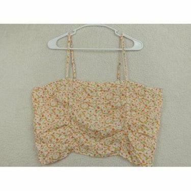 BP. Ruched Crop Cami Orange- White Tamara Daisy Size 1X White