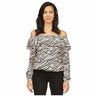 Michael Kors Womens Printed Ruffle Off the Shoulder Blouse  Black  Petite  PL Michael Kors