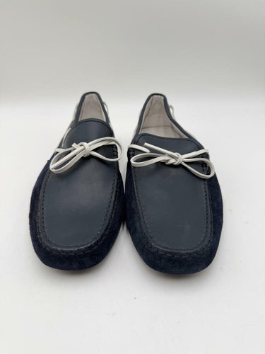 TOD’S Navy/White Leather/Suede Round Toe Slip On Driving Loafers Size UK 6.5