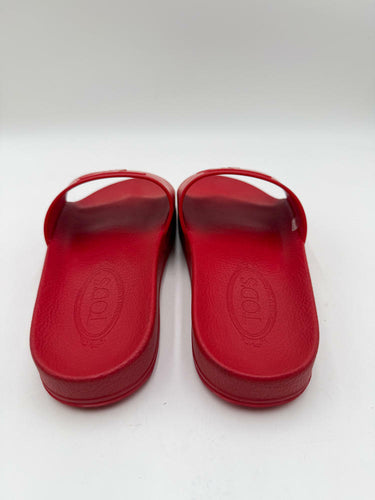 Mens Tod's Embossed Monogram Slides Red Size 6 UK