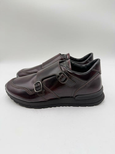 Tod's Men’s Double Monk Strap Shoe Sneakers Burgundy Leather Size 5A UK