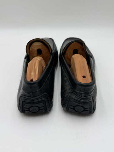 Men's BOSS Black Grady Grain Leather Slip On Moccasins, Size 44