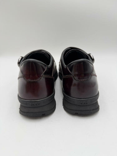 Tod's Men’s Double Monk Strap Shoe Sneakers Burgundy Leather Size 5A UK
