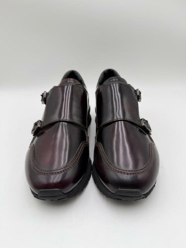 Tod's Men’s Double Monk Strap Shoe Sneakers Burgundy Leather Size 6.5A