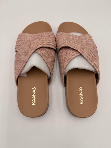 NWB Women's KAANAS Miri Crossover Elastic Braid Pool Slide Blush 11 M
